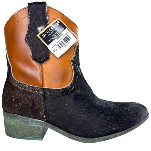 Alcala's Johnny Women Black Brown Cow Hair-On-Hide Leather Cowboy Boots Size 9.5 - Picture 3 of 10